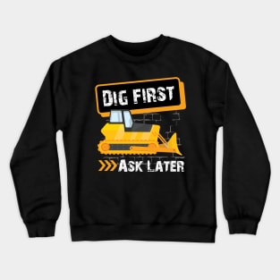 Funny Excavator and Construction Worker Heavy Equipment Crewneck Sweatshirt